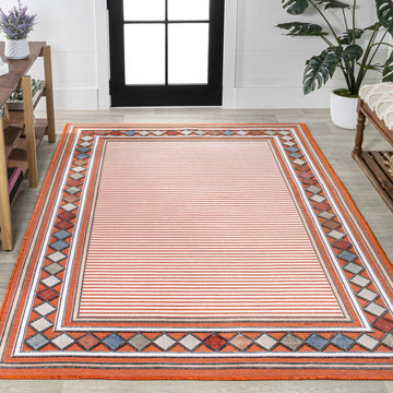 Sebastian High-low Modern Diamond Border Indoor/Outdoor Area Rug